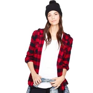 TNA BOYFRIEND FIT GREEN FLANNEL